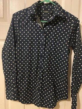 Lauren Ralph Lauren Navy and White Polka Dot Shirt